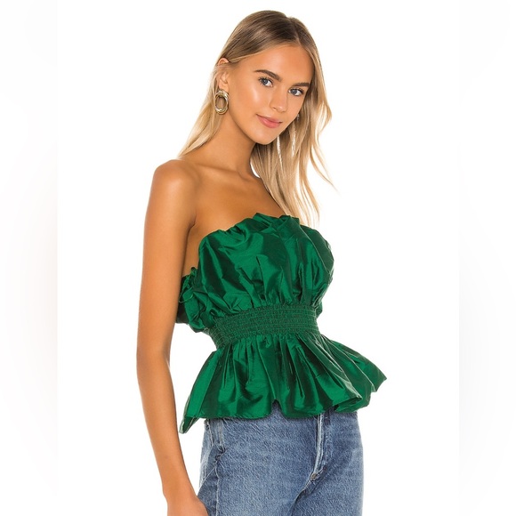 MAJORELLE Women’s Green Ruched Taffeta Sleeveless Top Size Small NWT - Picture 2 of 7